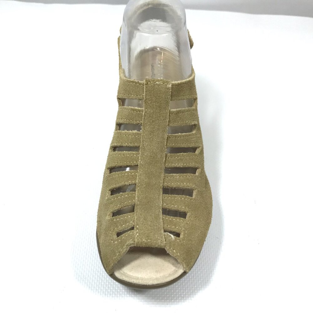 Skechers Wedge Sandal Tan Suede 7.5